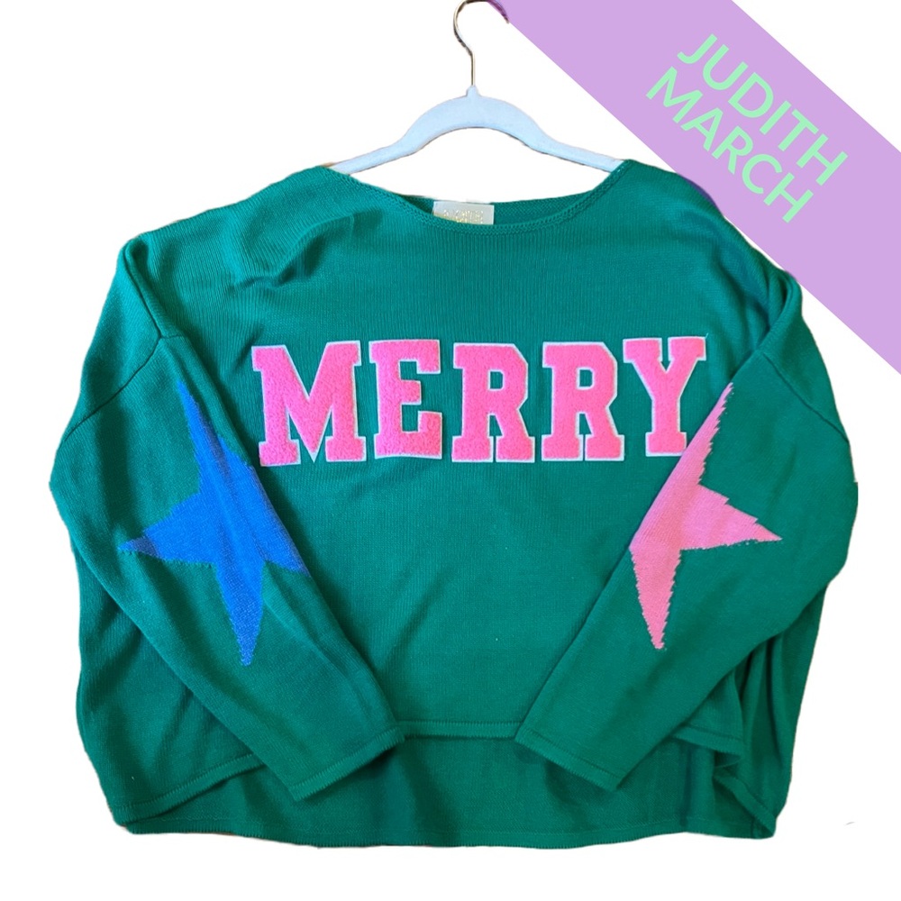Judith March MERRY green sweater sz large
